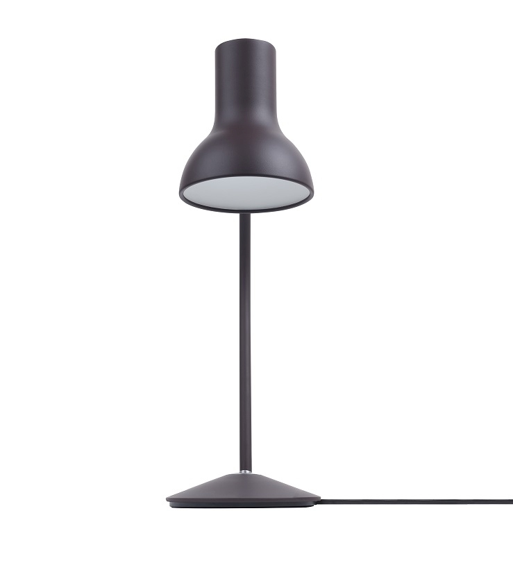 Anglepoise Type 75 Mini Tischleuchte in dunkler Ausführung, moderne Schreibtischlampe für Büro und Zuhause.