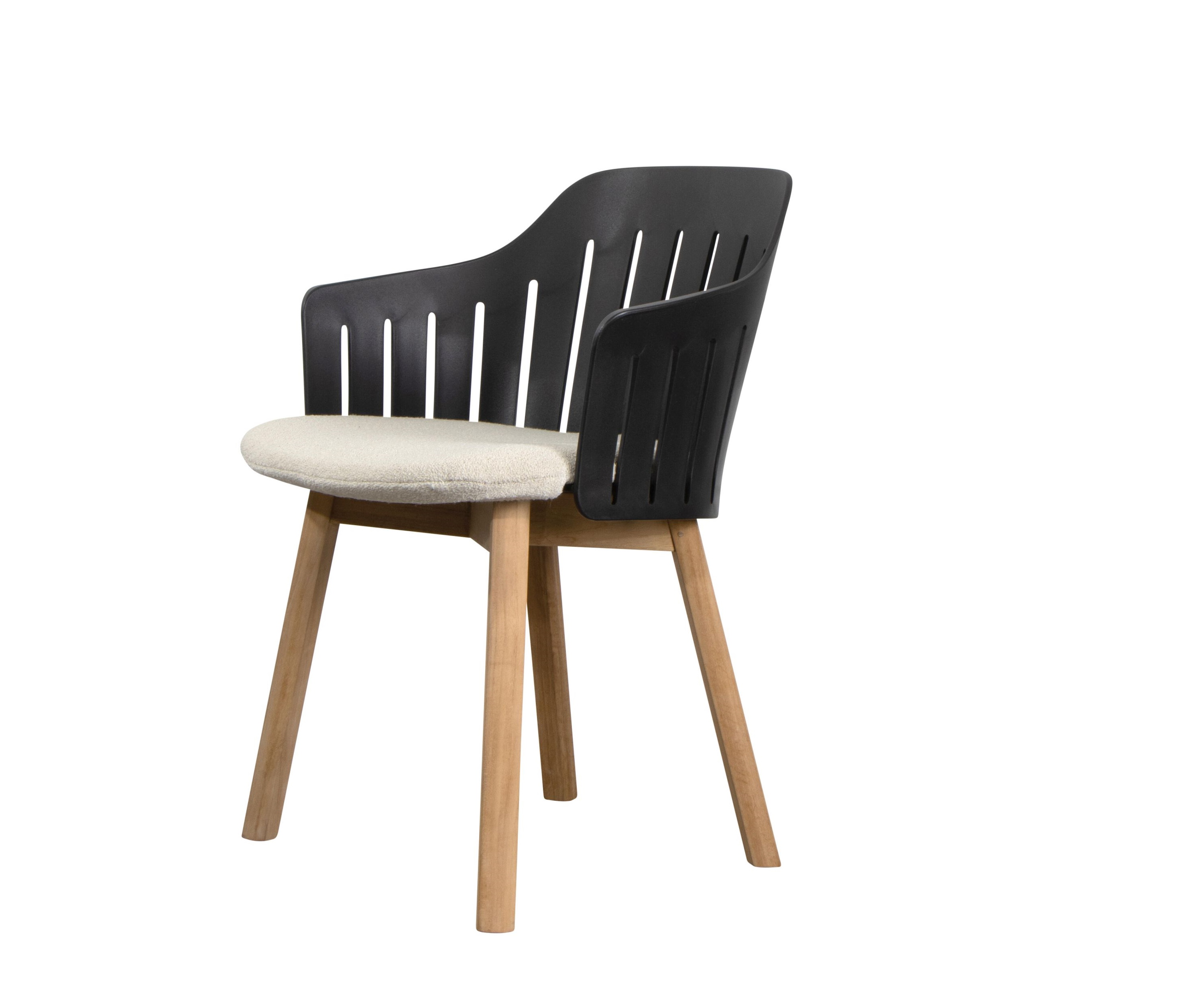 Choice Outdoor-stoel met teakhouten frame, 4 poten, zwart, Cane-Line