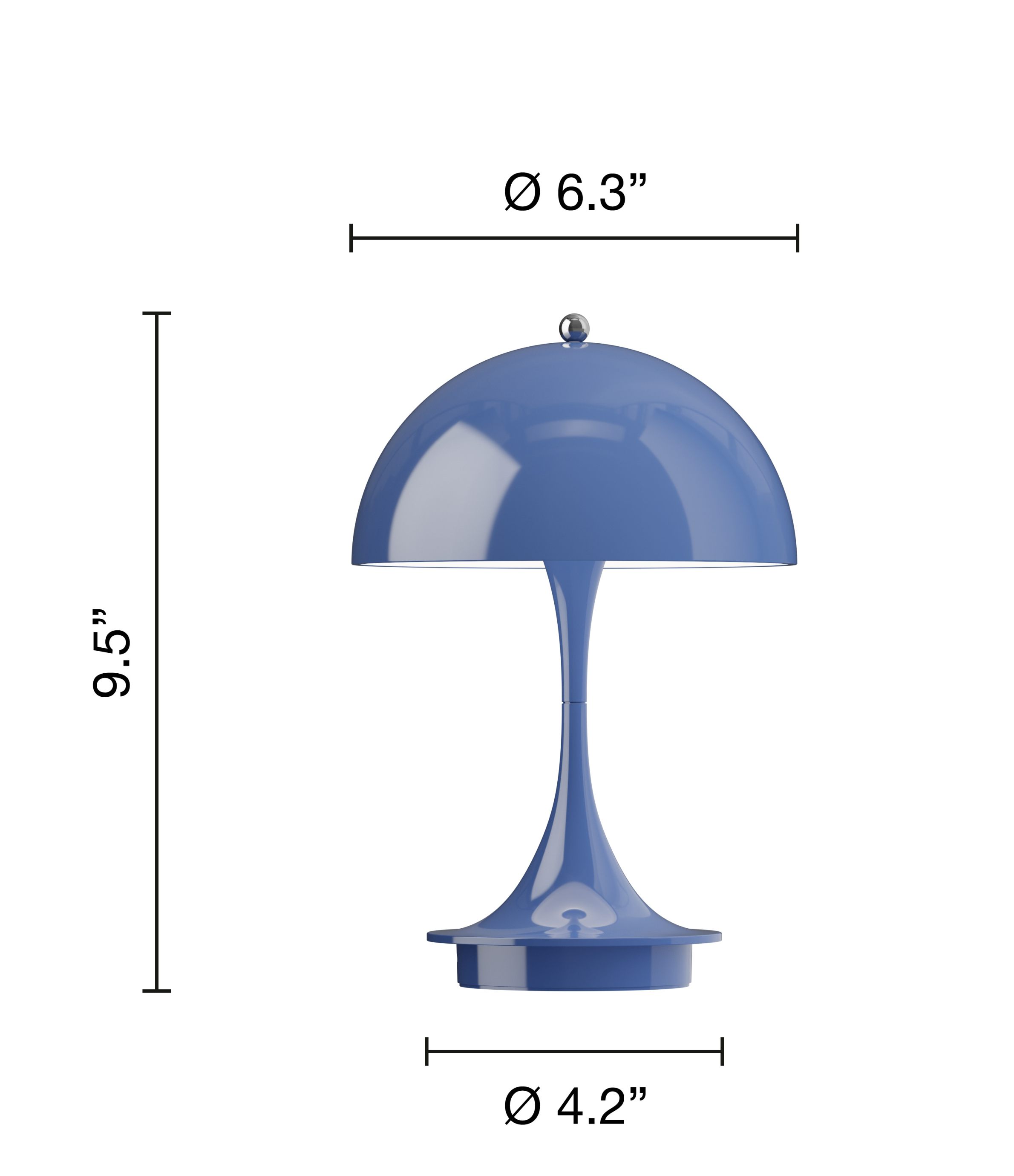 Indigo Panthella Tischleuchte von Louis Poulsen: Akku-betriebene LED-Lampe für Innen- und Außenbereiche. Modernes Design.