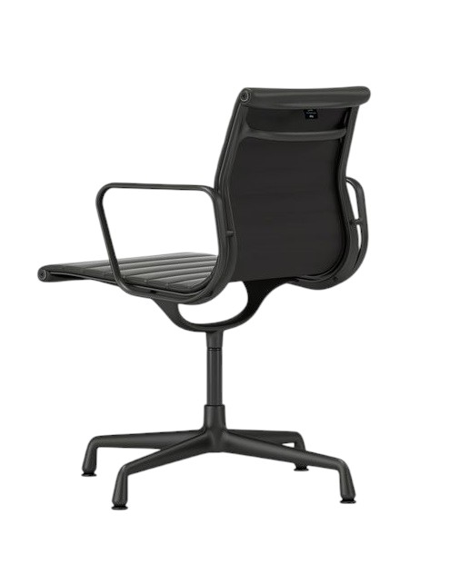 Schwarzer Vitra EA 103 Aluminium Chair Bürostuhl von hinten, ergonomisch, mit Armlehnen und Drehfuß.
