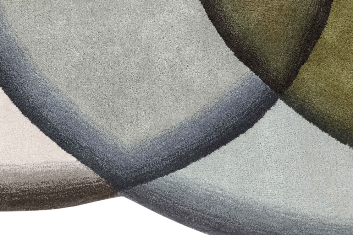 Detailaufnahme des Crystal Teppichs in neutralen Farben, moderner Teppich für Wohnzimmer und Schlafzimmer.