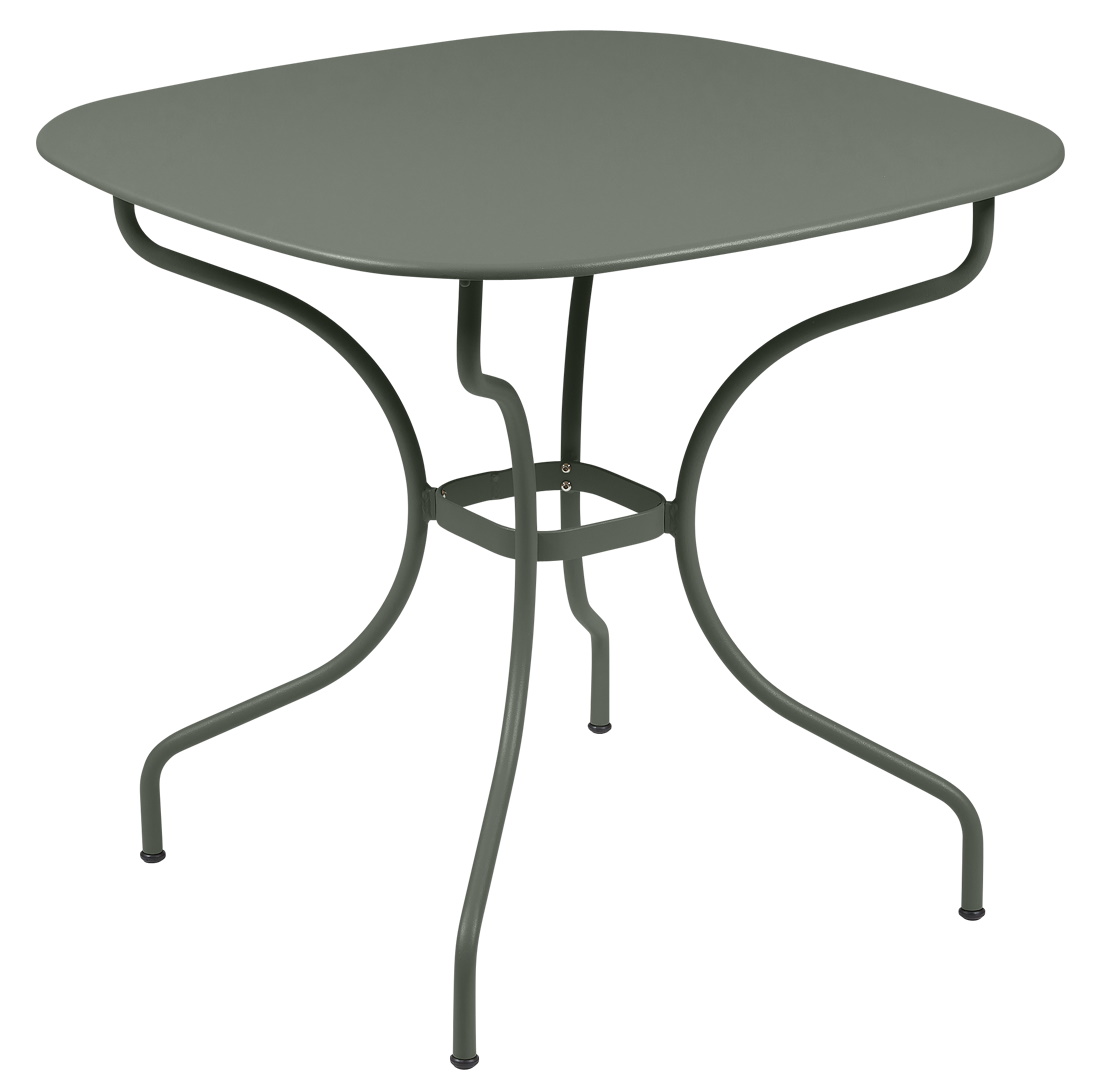 Opéra+ Carronde Tisch von Fermob, quadratisch, in Grün, ideal für den Outdoor-Bereich.