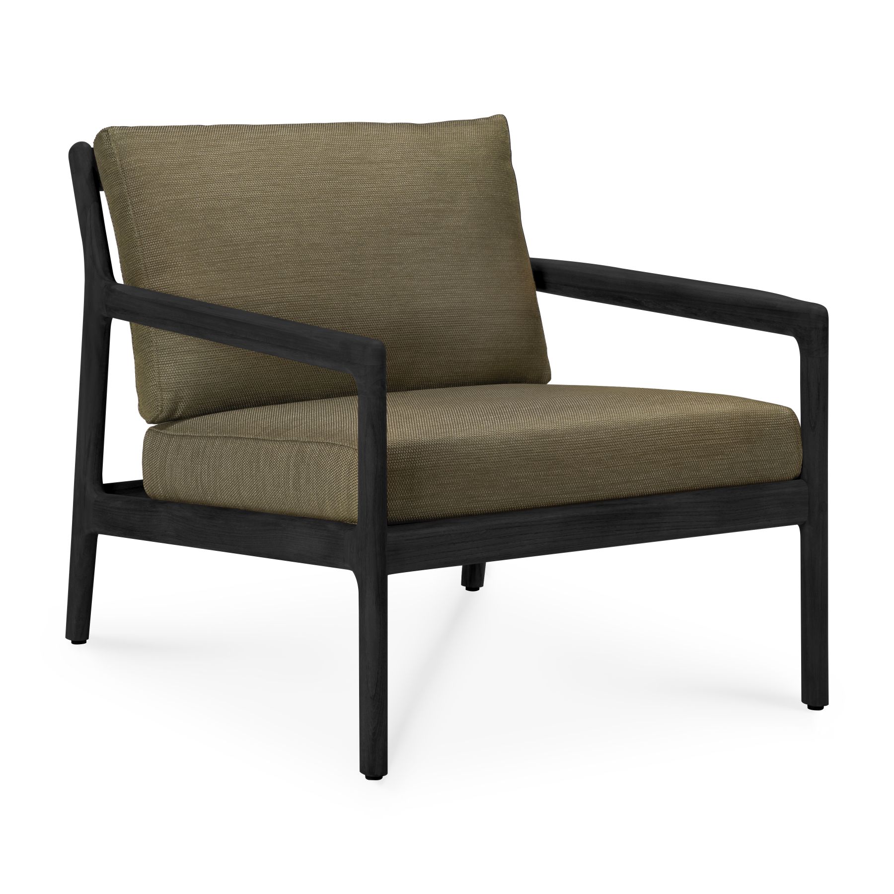 Jack Outdoor-loungestoel, teak, zwart gelakt, groene stof, Ethnicraft