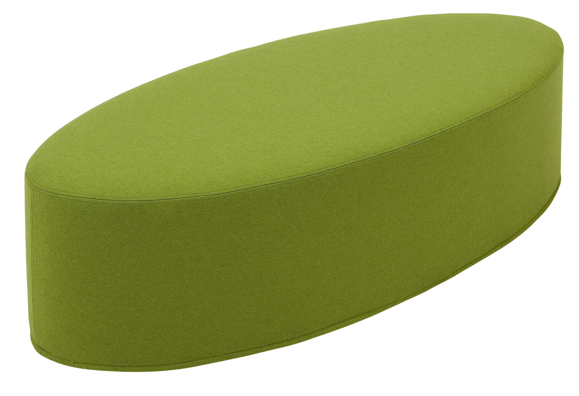Grüner Bon Bon Hocker von Softline, ovaler Sitzhocker aus Stoff, modernes Möbeldesign.