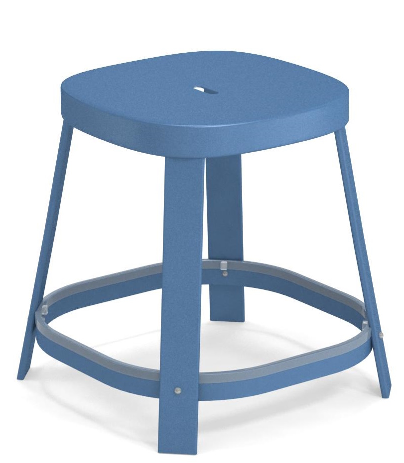 Blauer Thor Dining Stool Barhocker von Emu für den Außenbereich, niedrige Sitzhöhe, modernes Design.