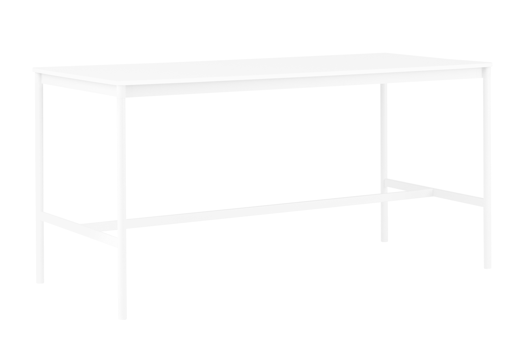 Muuto Base High Table, ein moderner, weißer Stehtisch mit minimalistischem Design für Büro und Zuhause.