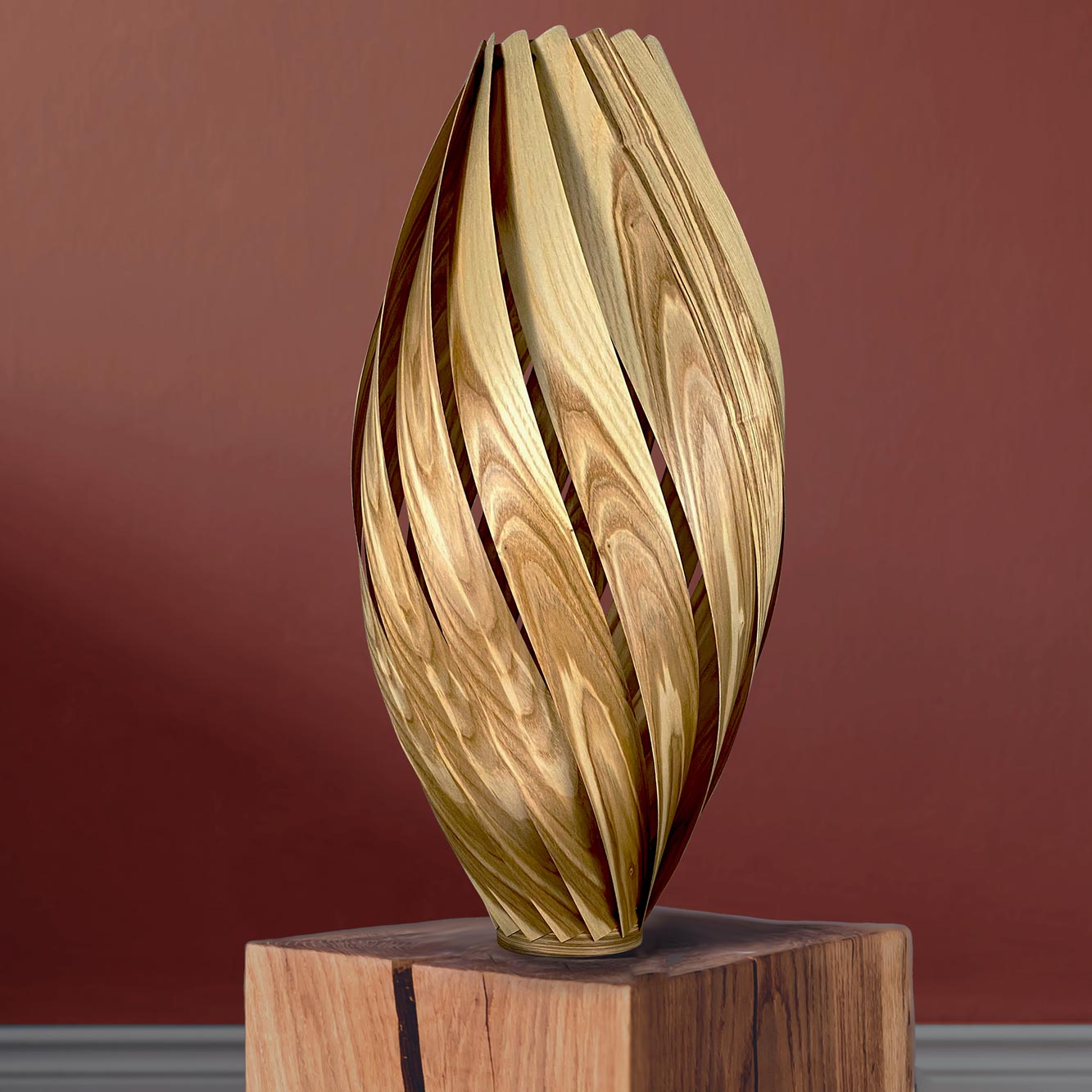 Ardére Stehleuchte aus Olivesche, H70 cm, modernes Design, Holzlampe für stimmungsvolle Beleuchtung im Wohnraum.