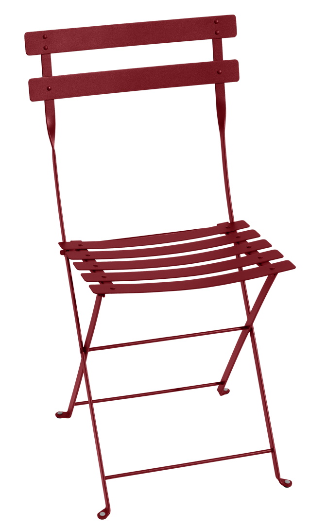 Roter Bistro Gartenstuhl aus Metall von Fermob in Chili, Outdoor Klappstuhl für Garten und Balkon.