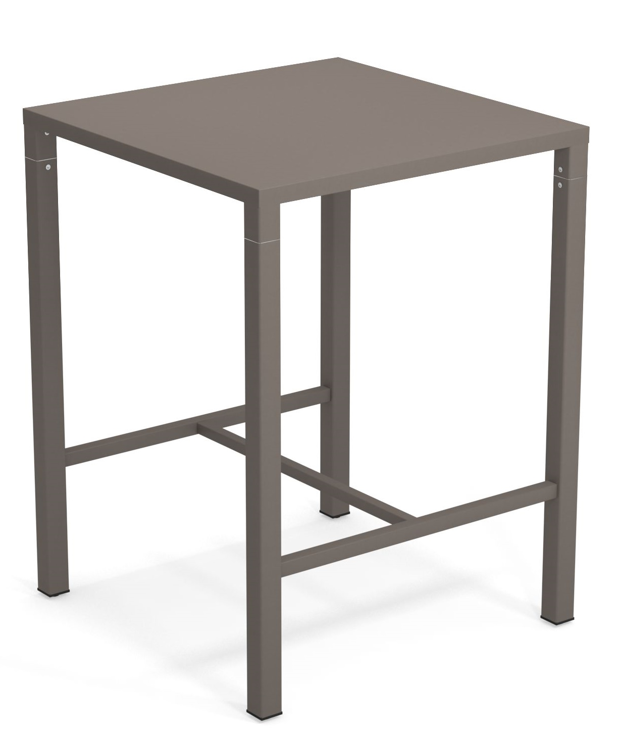 Quadratischer Nova Hochtisch Outdoor von Emu in Taupe, ideal für Garten, Terrasse und Balkon.