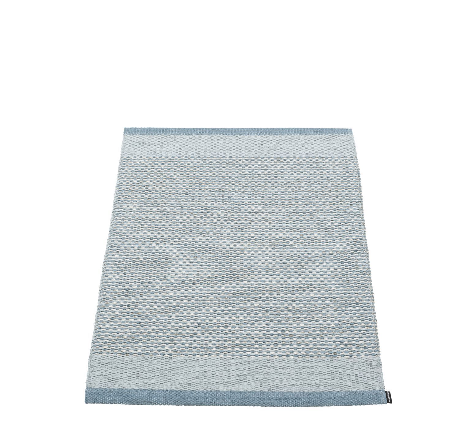 Blau-weißer Pappelina Teppich "Edit" (60x85cm) mit gewebter Textur für den Innenbereich. Skandinavisches Design.