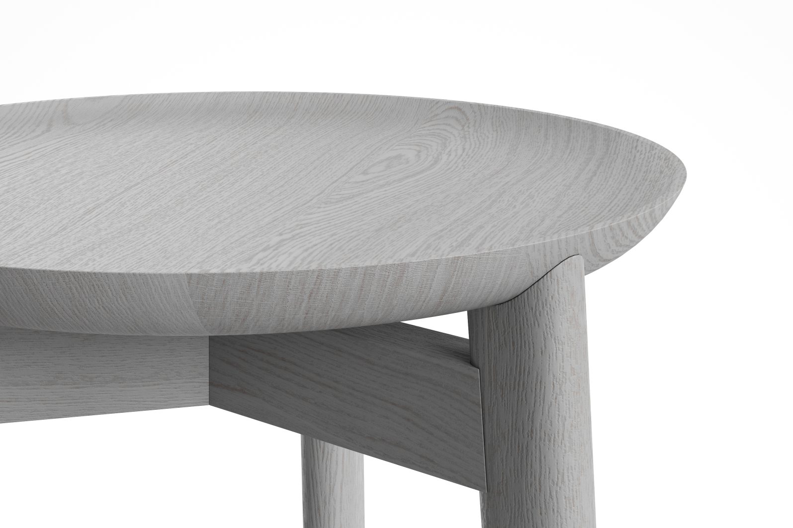 Detailaufnahme des Plaisir Beistelltisches von Zeitraum, H 46 cm, aus hellem Holz, modernes Design.