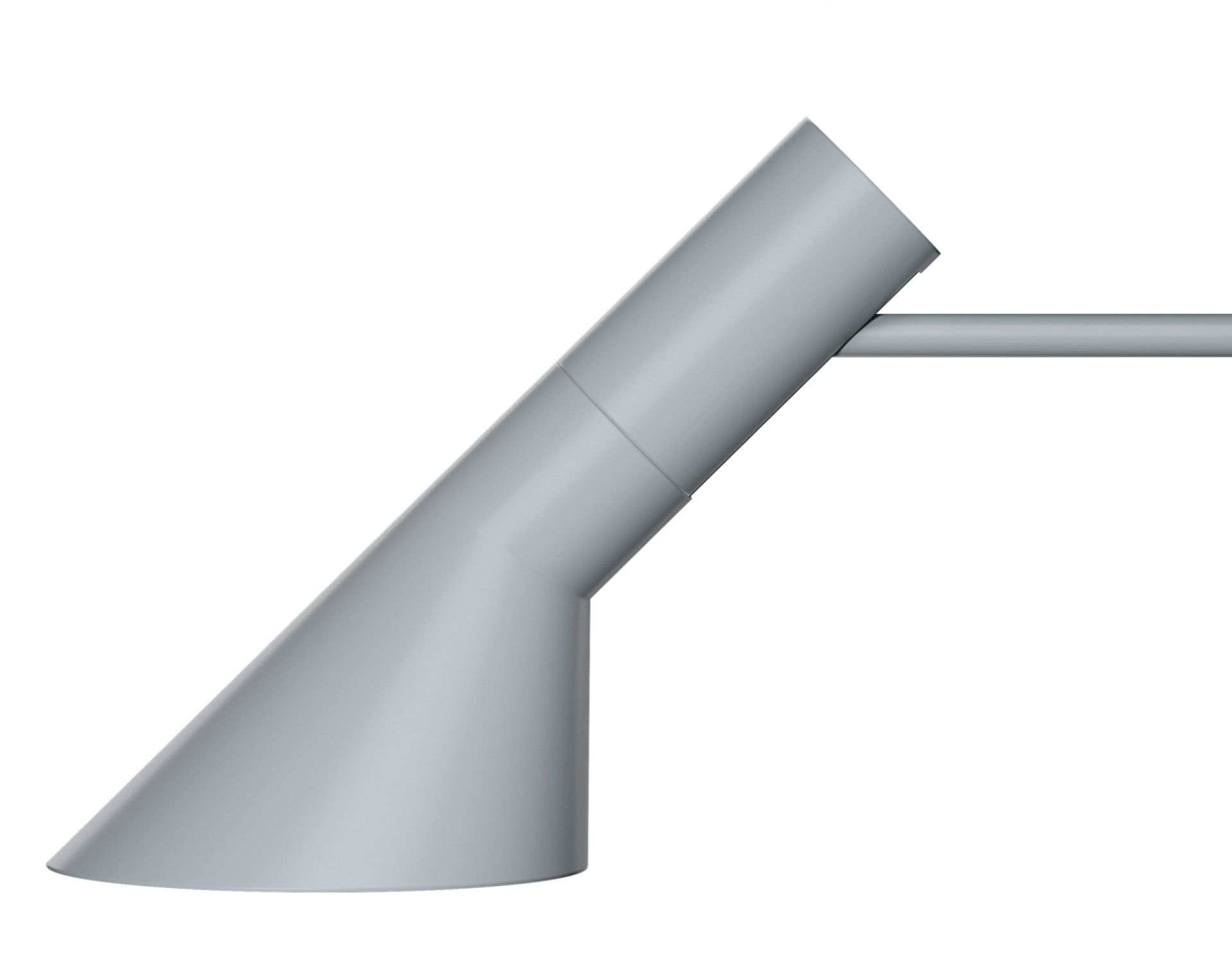 Nahaufnahme der grauen AJ Wandleuchte von Louis Poulsen, modernes Design für Innenräume.