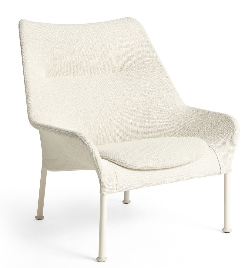 Hay Sessel 02 Lounge Chair in Weiß mit Stoffbezug und filigranem Metallgestell.