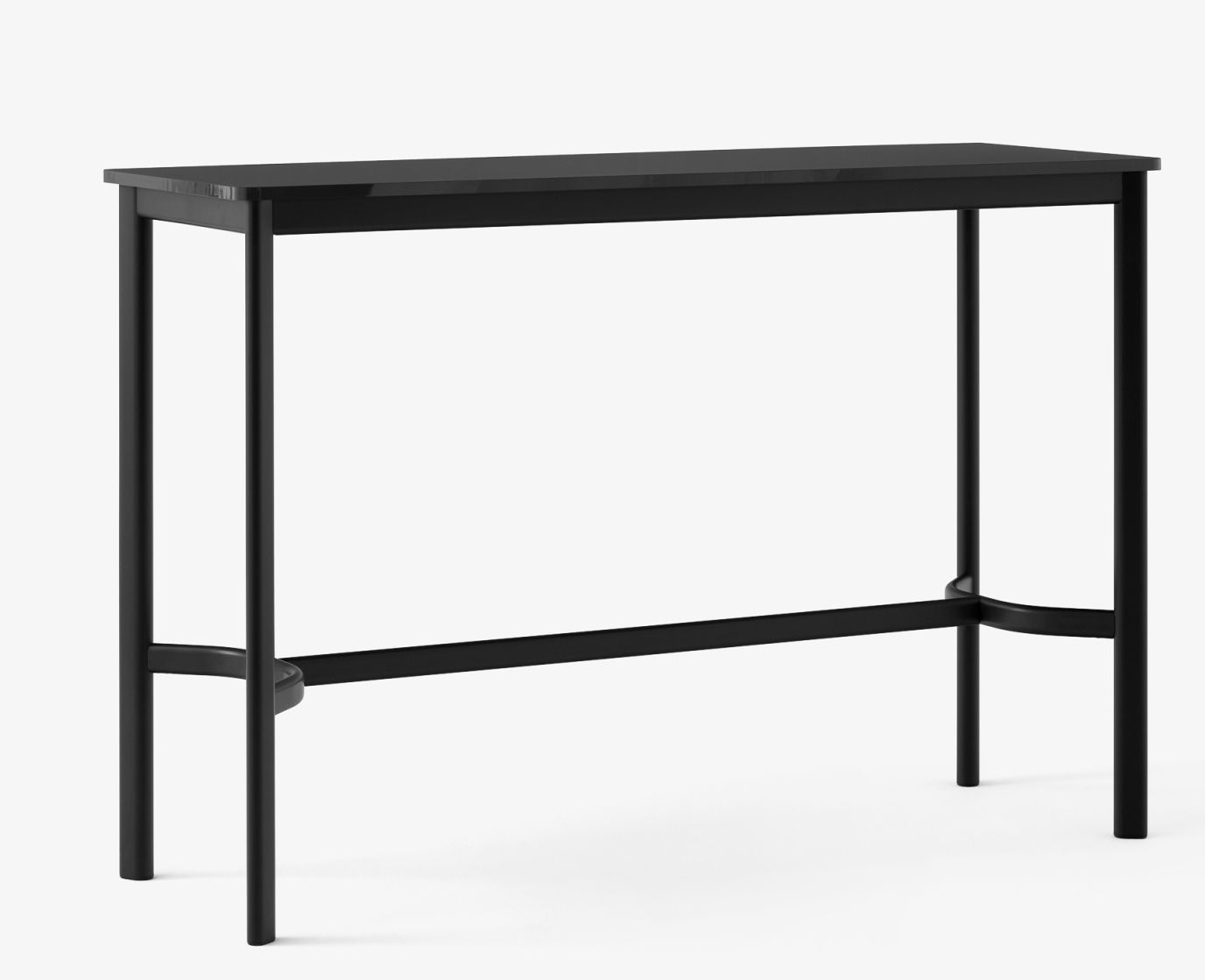 Schwarzer AndTradition Drip High Table Stehtisch mit minimalistischem Design und Metallgestell für moderne Gastronomie oder Büro.