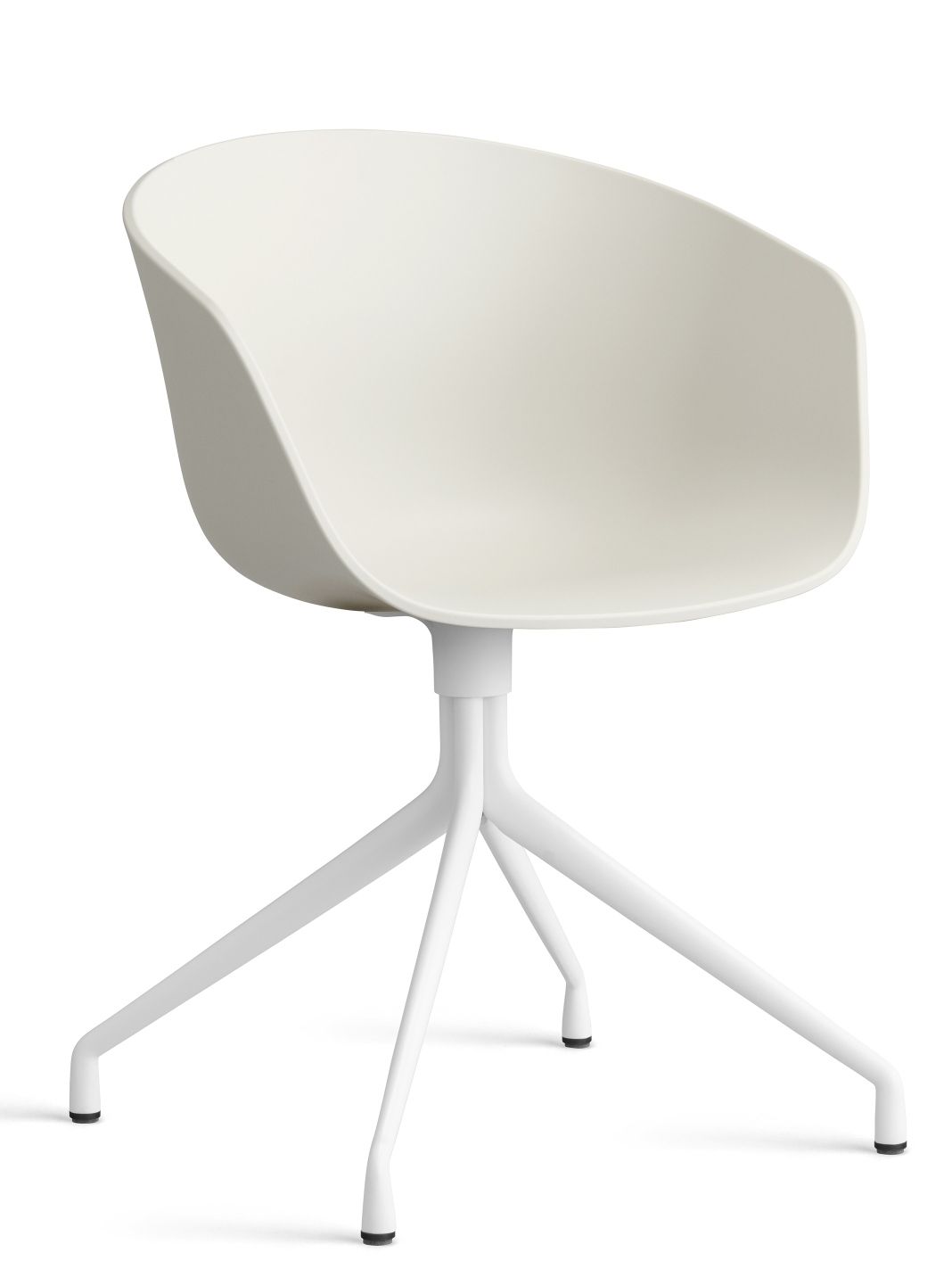 About A Chair AAC20 von Hay, ein moderner, cremefarbener Stuhl mit vierbeinigen, weißen Stahlgestell.