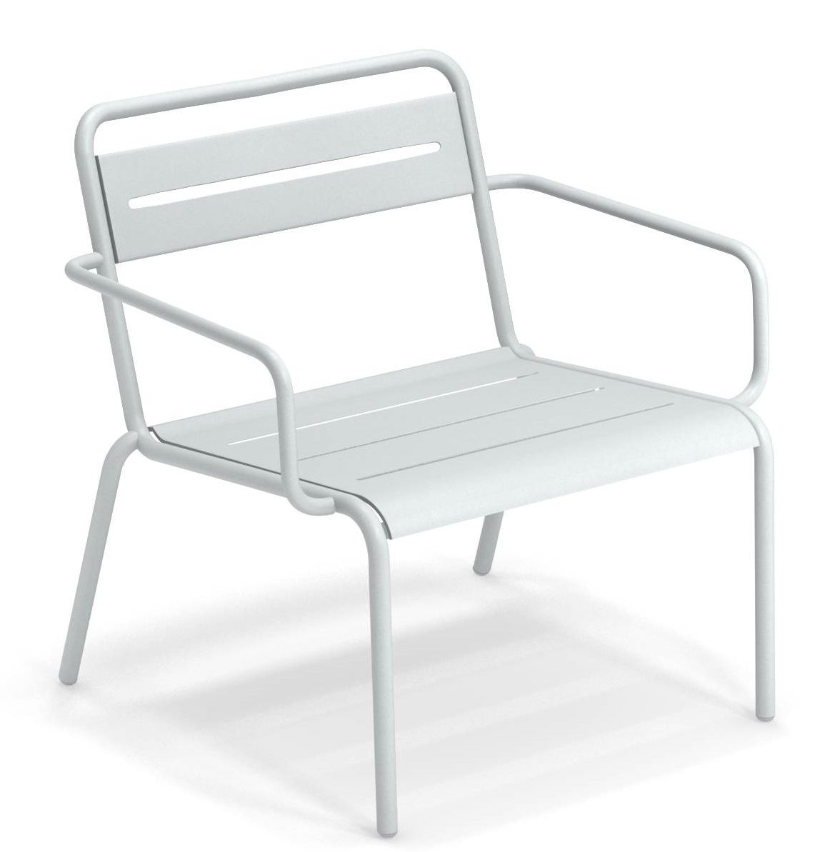 Weißer Star Lounge Chair Sessel von Emu für den Außenbereich, minimalistisches Design mit Armlehnen.