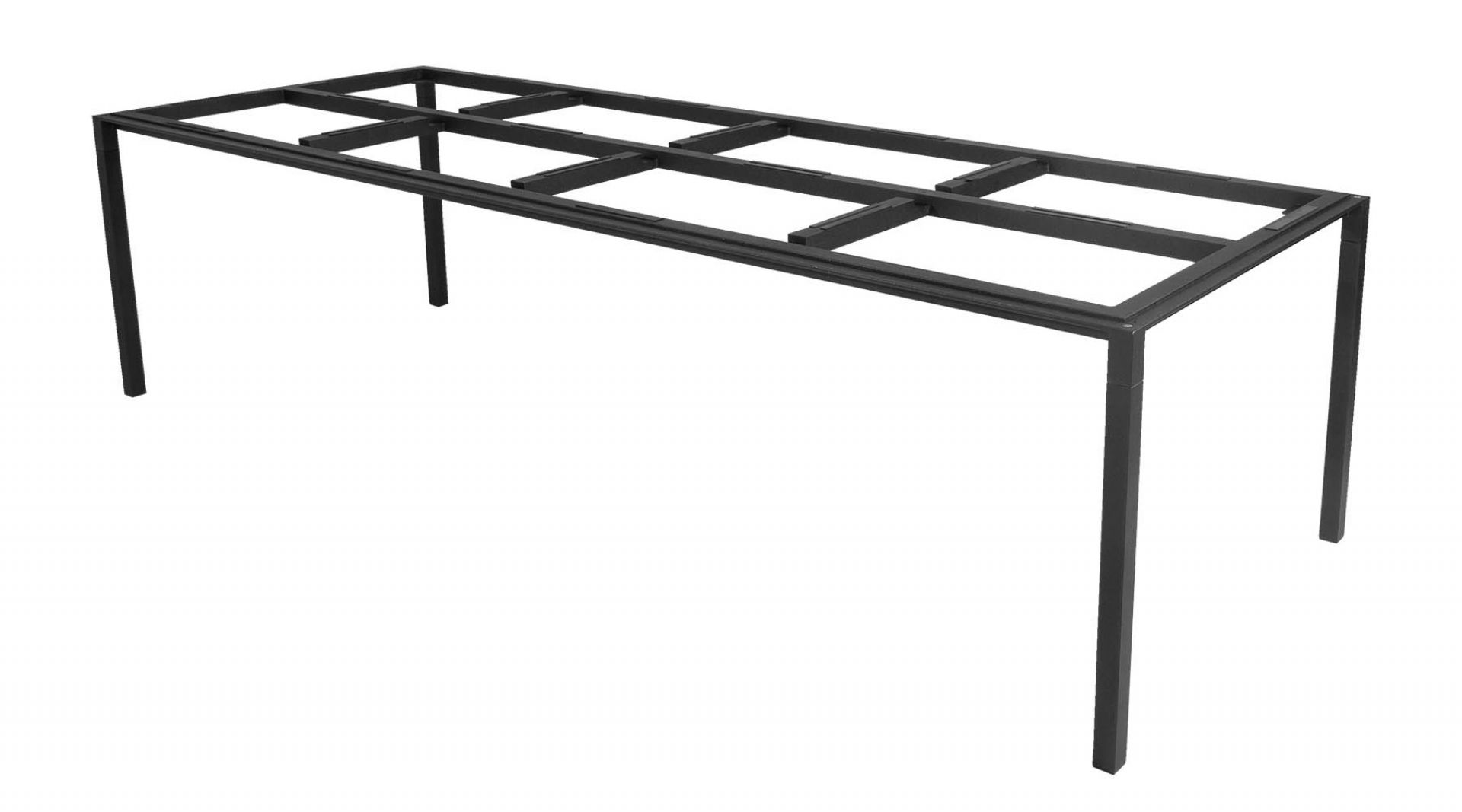 Schwarzes Cane-Line Pure Outdoor Esstisch Gestell, groß, ohne Tischplatte, für den Garten.