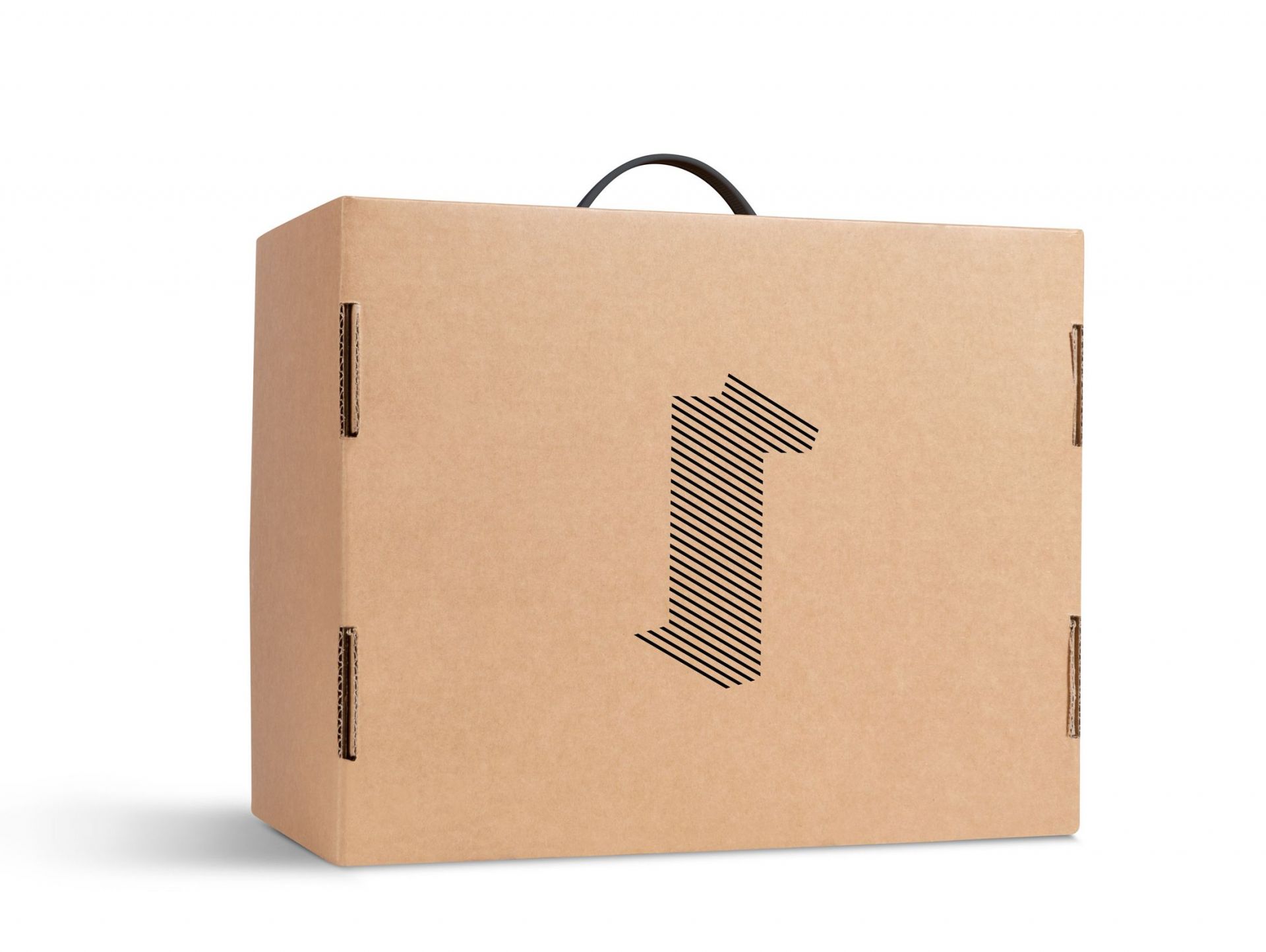 Kartonverpackung des Transparent Speaker, einem kleinen, transparenten Lautsprecher für minimalistisches Design und hochwertigen Klang.