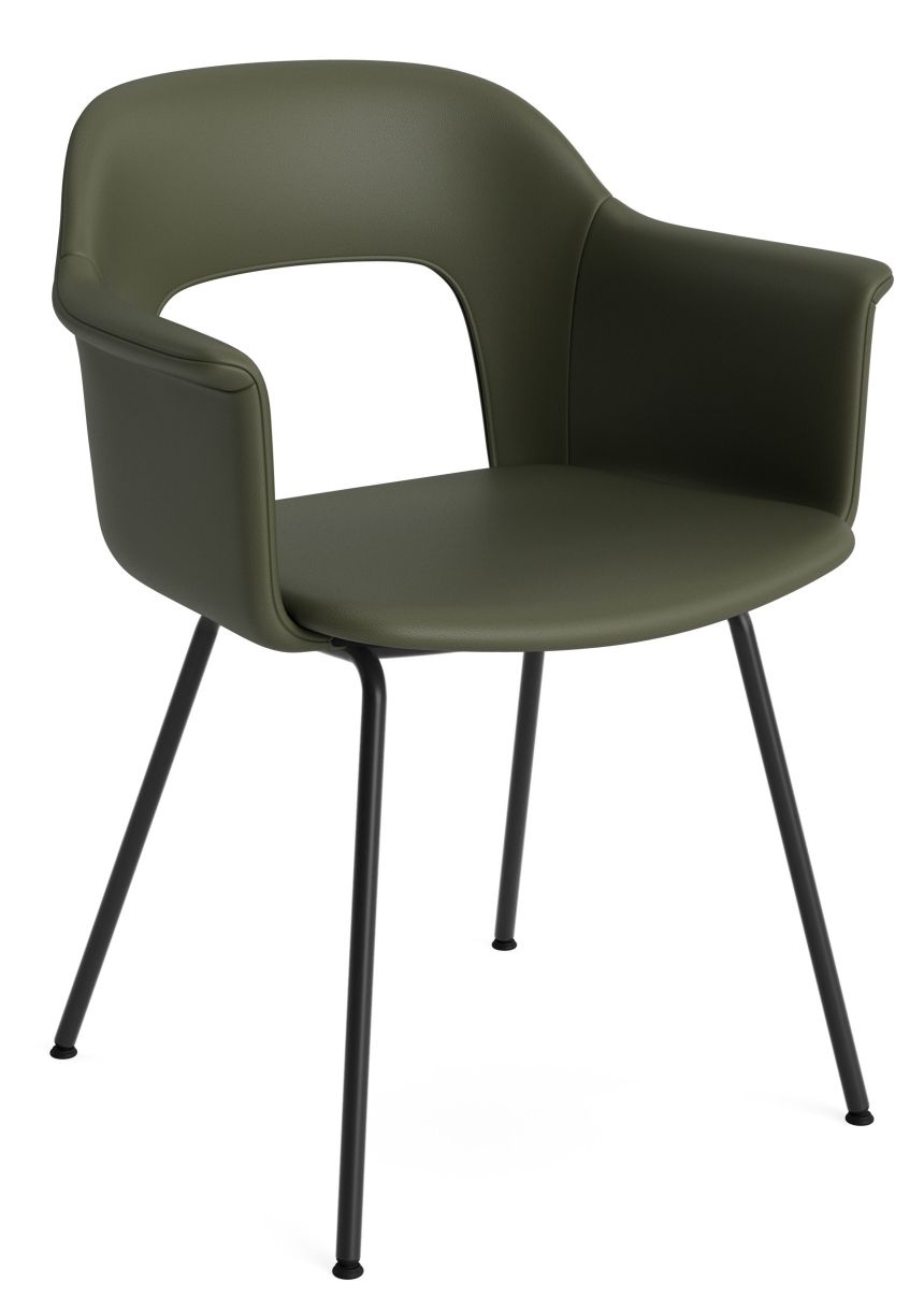 Layout Armchair 214 von Hay, grüner Armlehnstuhl mit schwarzem Metallgestell, moderner Design Stuhl für Esszimmer und Büro.