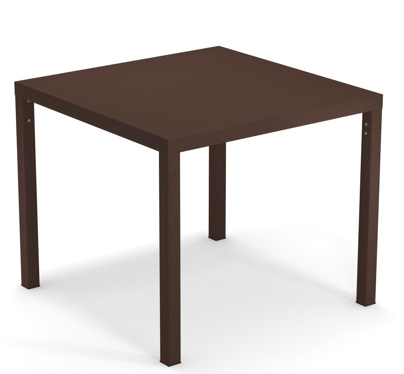 Quadratischer, brauner Nova Tisch von Emu für den Außenbereich, ideal für Garten, Terrasse oder Balkon.
