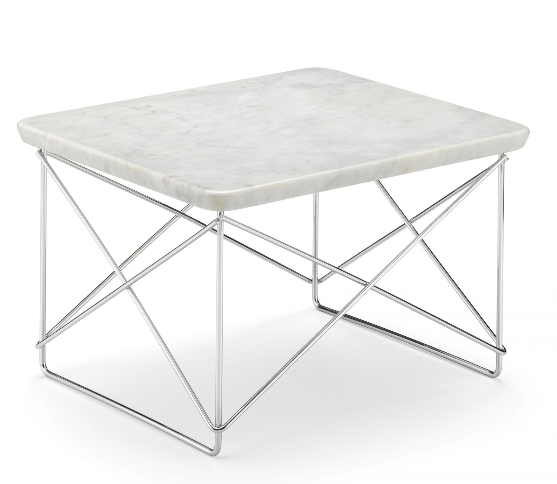 Vitra LTR Occasional Beistelltisch mit Marmorplatte und Chromgestell, modernes Design für Wohnzimmer.