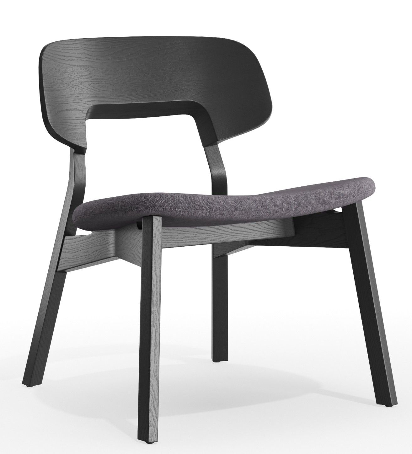 Nonoto Cocktailsessel mit grauem Sitzpolster und schwarzem Holzgestell, moderner Lounge Chair für Wohnzimmer und Wartebereiche.