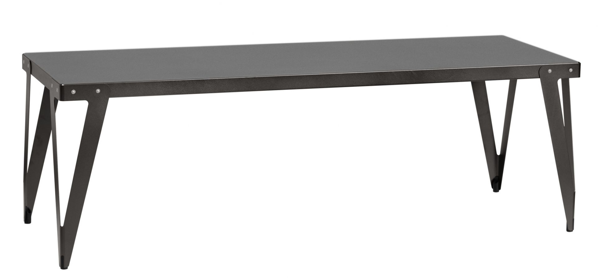 Schwarzer Lloyd Outdoor Tisch mit Metallgestell, ideal für Garten und Terrasse.