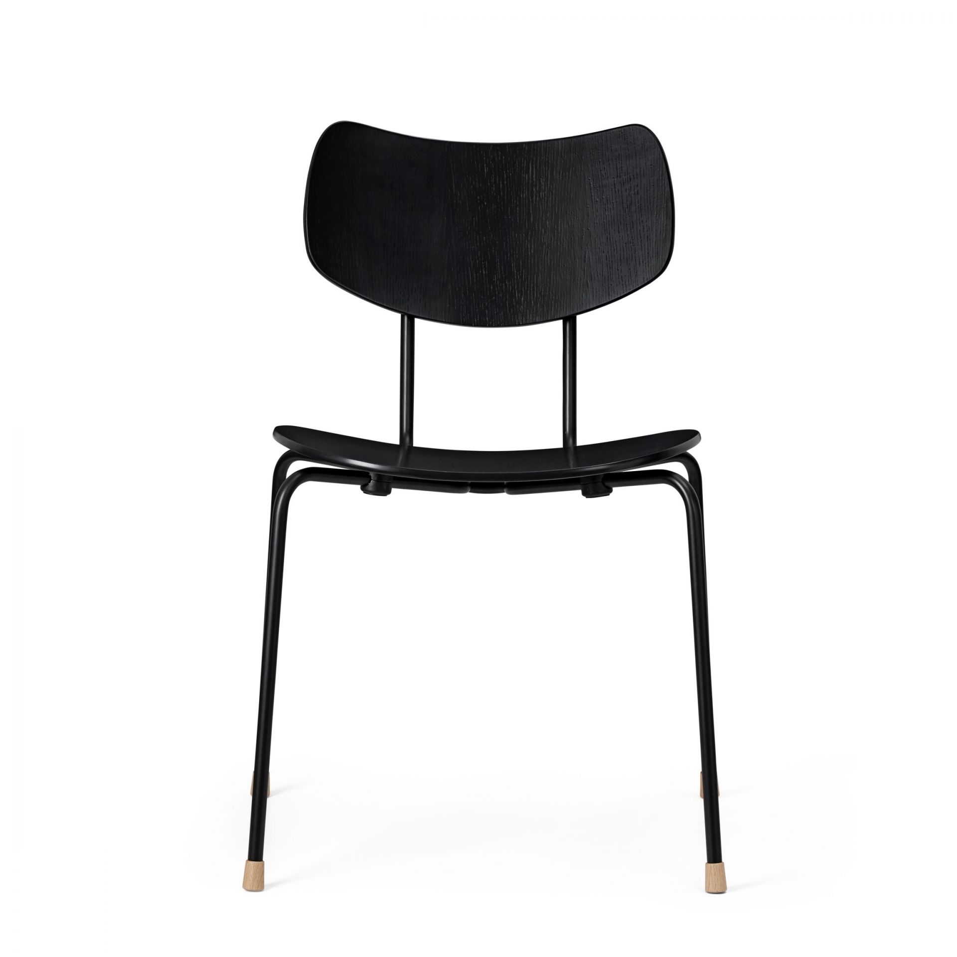 Vega Chair von Carl Hansen & Søn, schwarzer Holzstuhl mit Stahlgestell und hellen Holzfüßen.