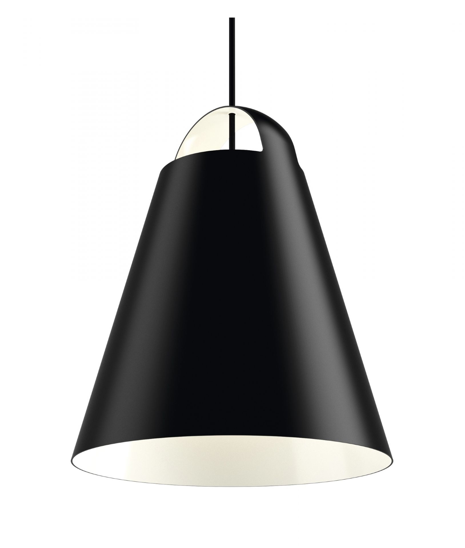 Schwarze Above Pendelleuchte von Louis Poulsen, Kegelform, modernes Design für Wohnzimmer und Esszimmer.