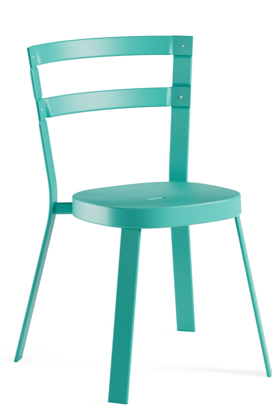 Türkisfarbener Thor Chair Stuhl von Emu für den Außenbereich, minimalistisches Design mit runder Sitzfläche.