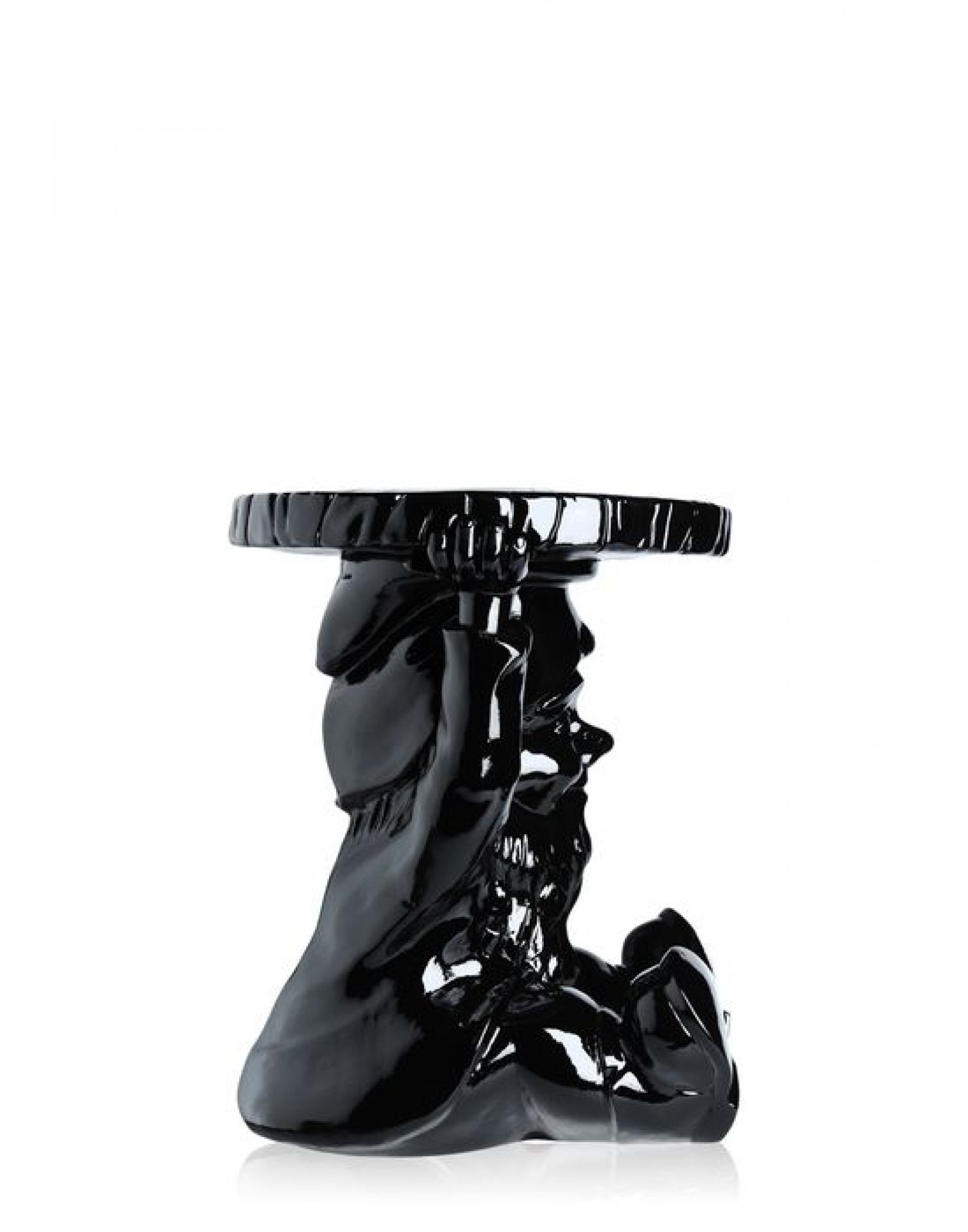 Schwarzer Kartell Gnomes Hocker, Design-Beistelltisch in Form eines Zwerges, der eine Tischplatte trägt.