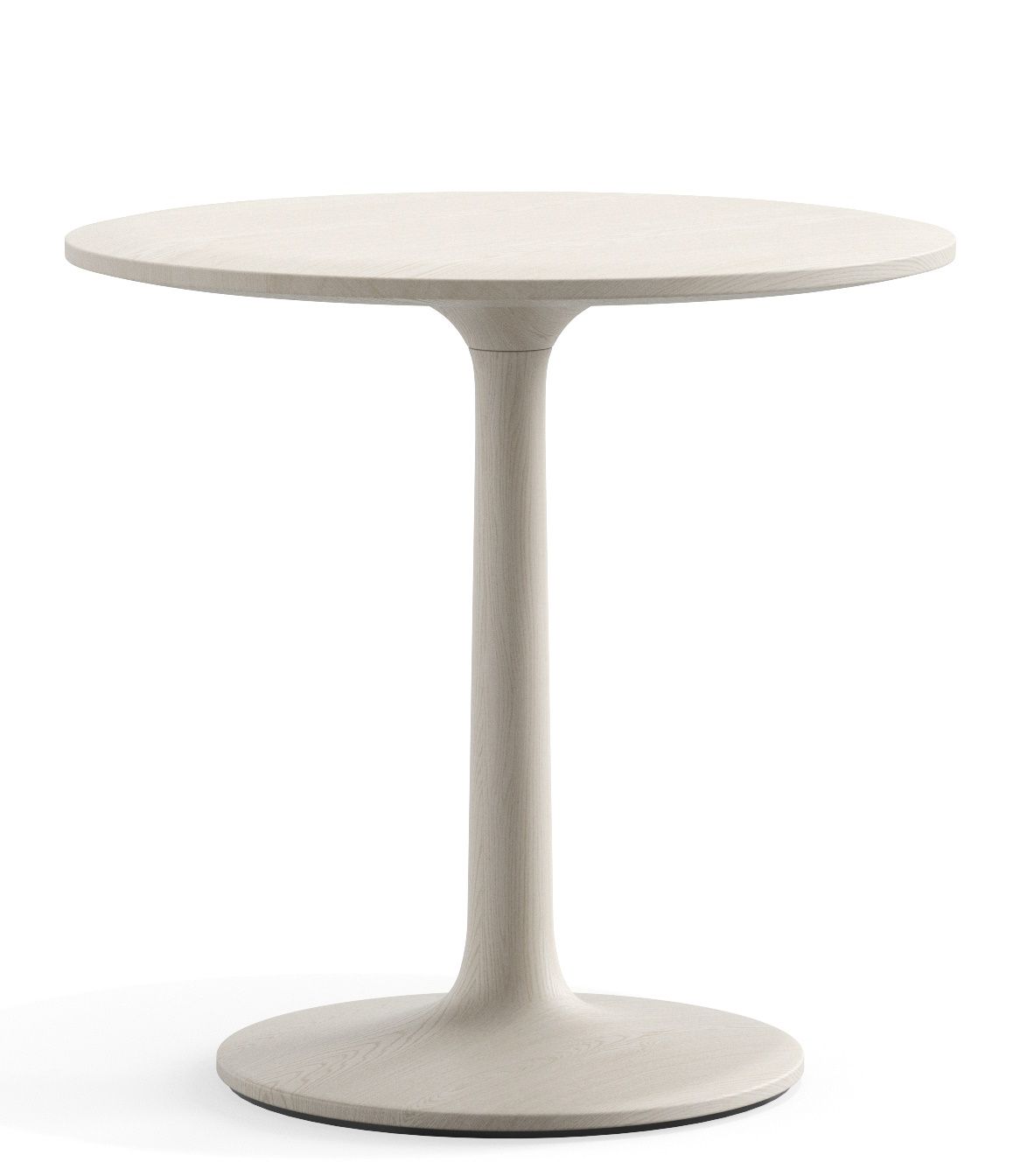 Turntable Couch Beistelltisch Zeitraum: Runder, heller Holzbeistelltisch mit Mittelfuß, ideal als Couchtisch oder Nachttisch.