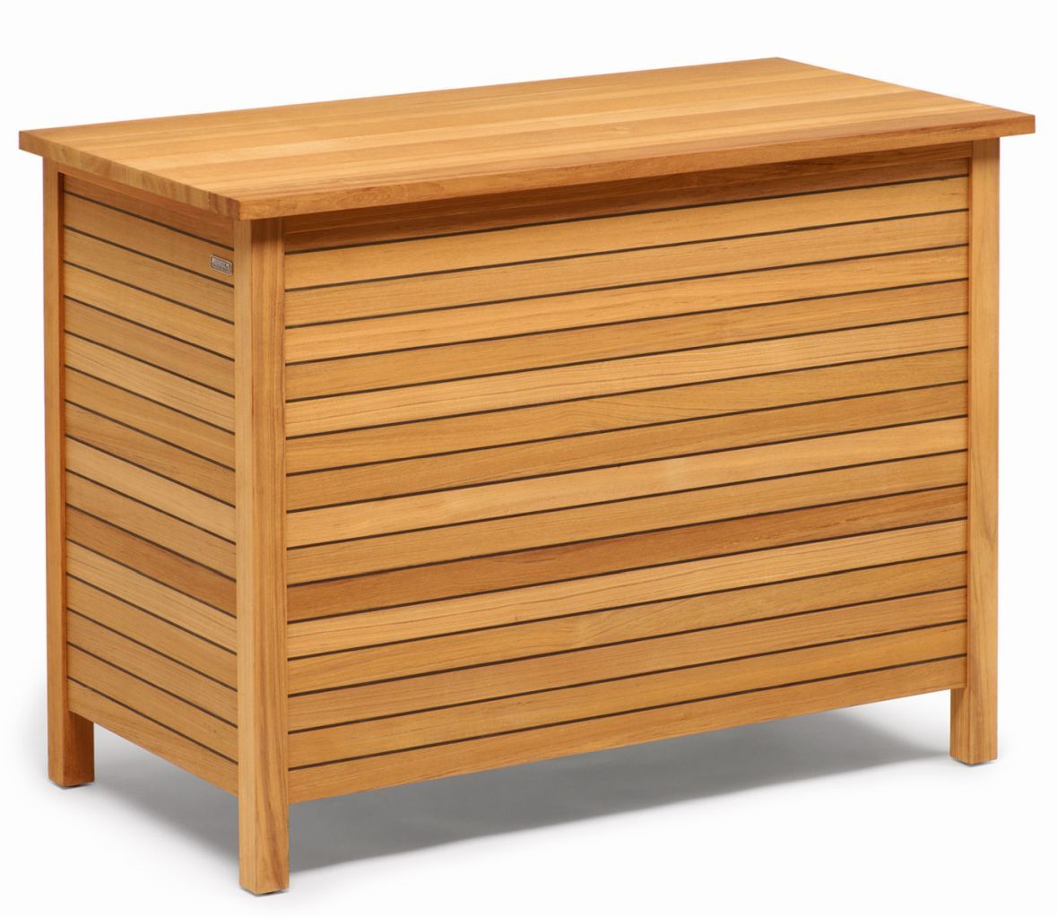 Weishäupl Deck Polstertruhe Outdoor aus Teakholz für Garten und Terrasse. Stauraum für Polster.