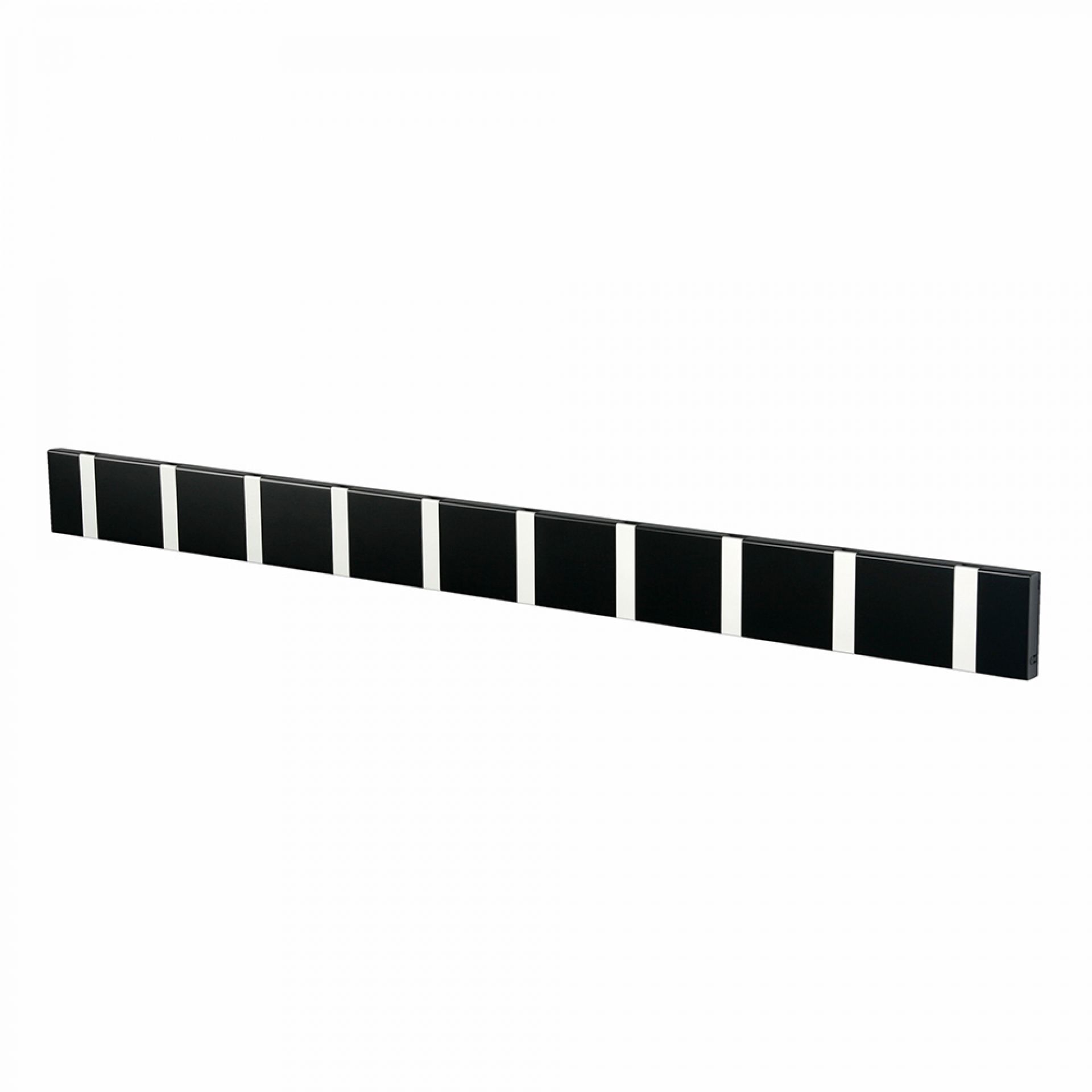 Knax Wandgarderobe mit 10 Haken in Schwarz und Weiß, waagerechte Anbringung für Flur und Diele.