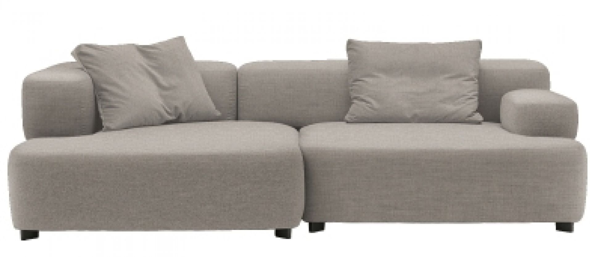 Beiges Alphabet Sofa (3-Sitzer) von Fritz Hansen mit Armlehne links und zwei Kissen.