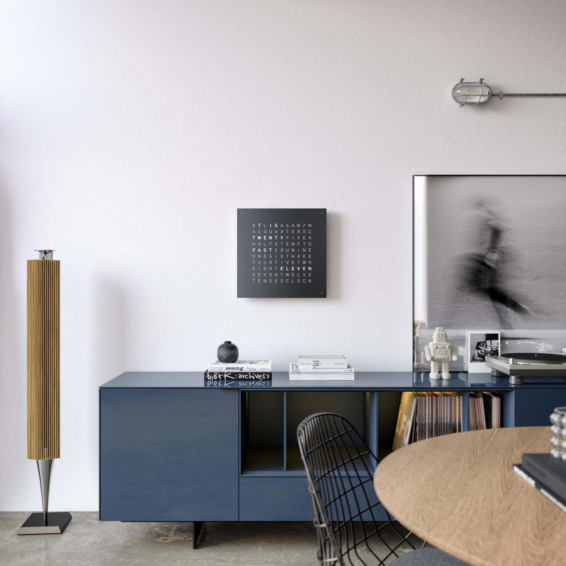 Earth 45 Steel Series Wandklok / Tijdsobject Duits QLOCKTWO