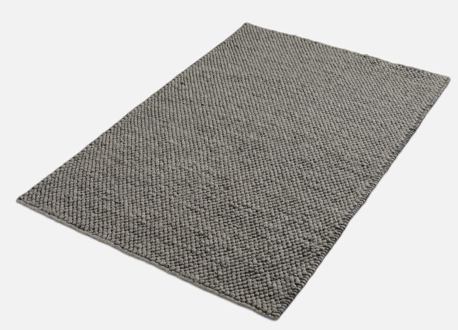 Grauer Tact Rug Teppich von Woud, 170x240 cm, aus Wolle, für Wohnzimmer und Schlafzimmer.