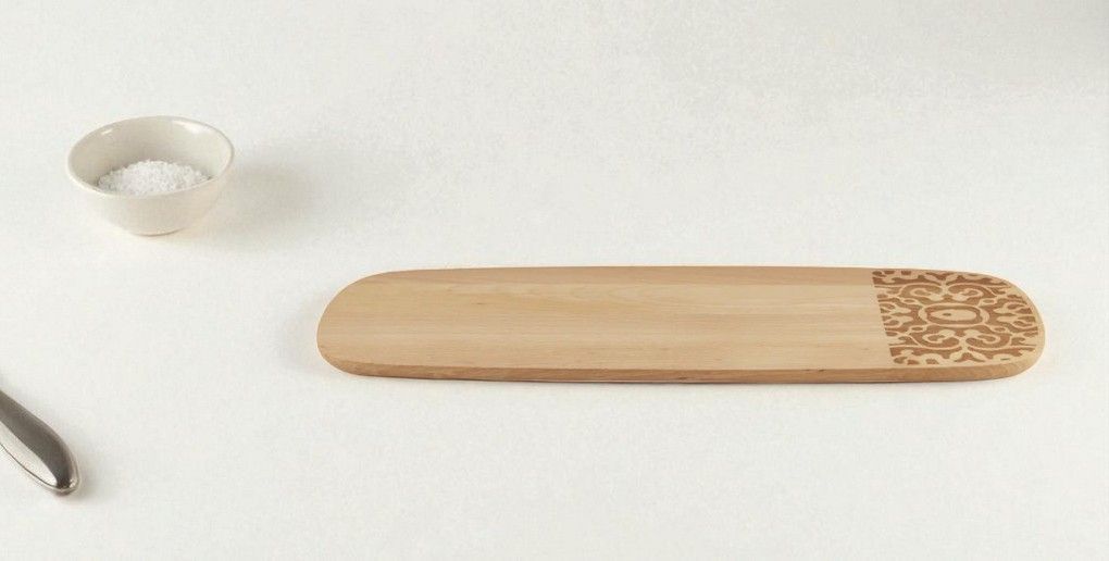 MW22SET Alessi Käsebrett mit Muster, Schale mit Salz und Käsemesser für die Käseplatte.