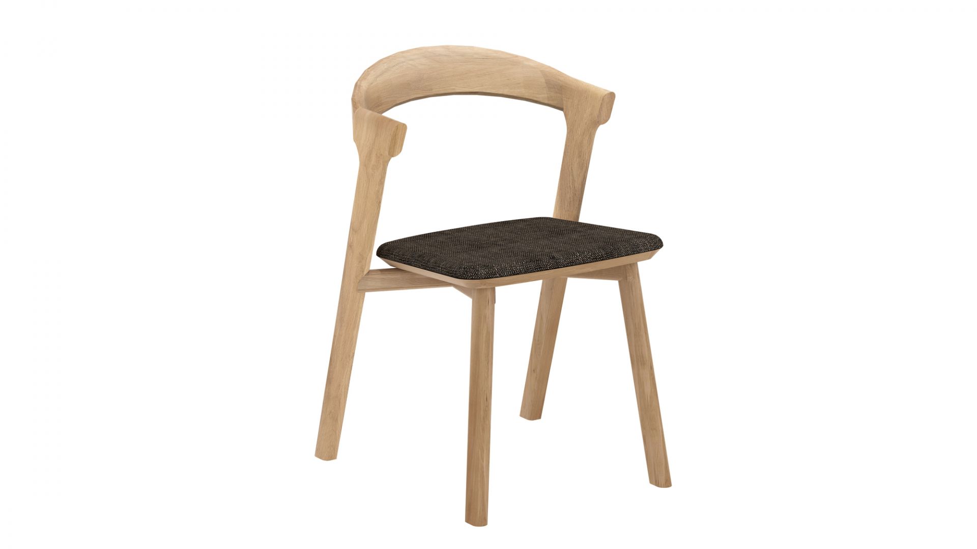 Bok Stuhl aus Eiche mit dunkelbraunem Sitzkissen, moderner Holzstuhl für Esszimmer.