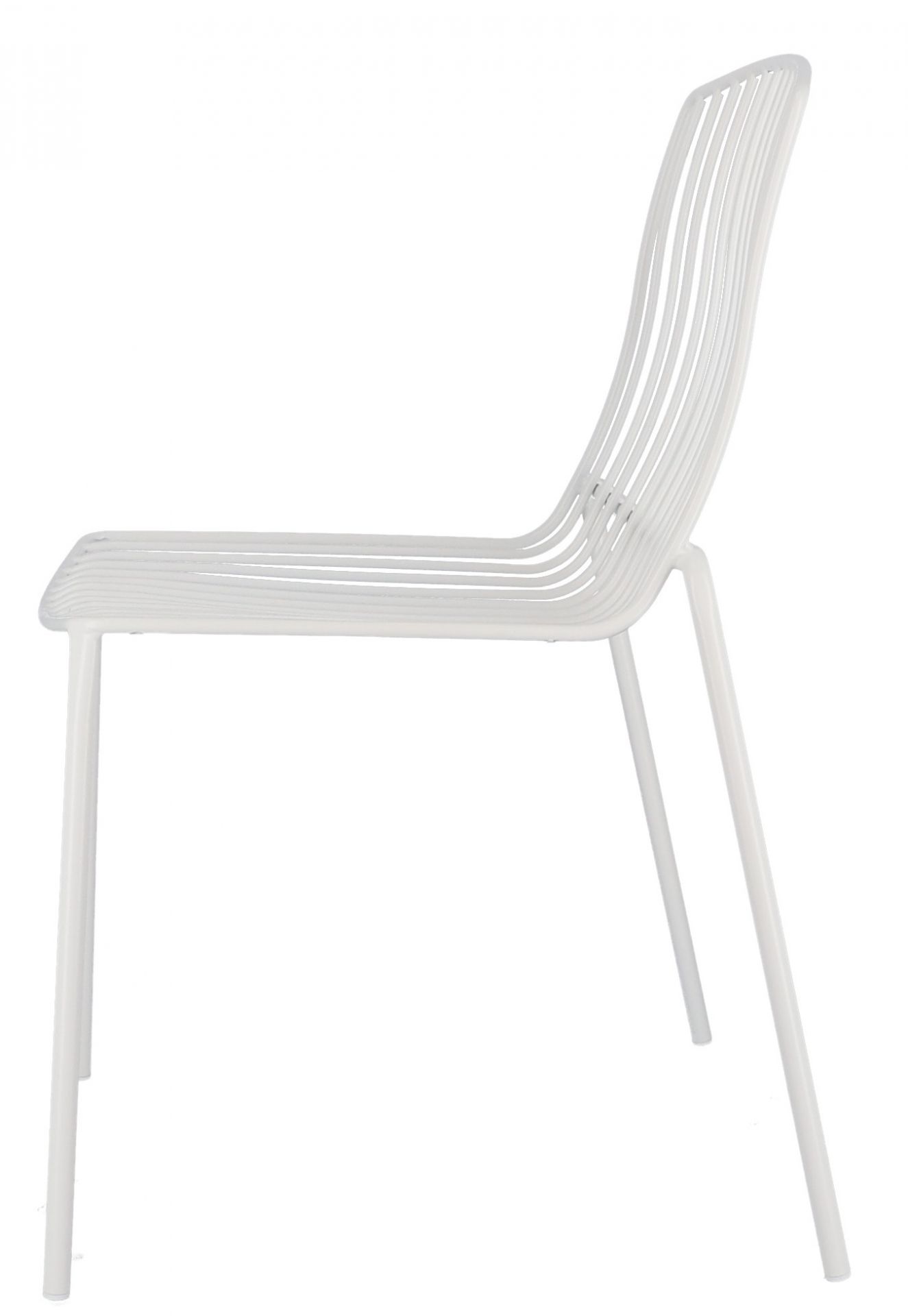 Weißer Mori Stuhl von Jan Kurtz für den Außenbereich, Seitenansicht, modernes Design.