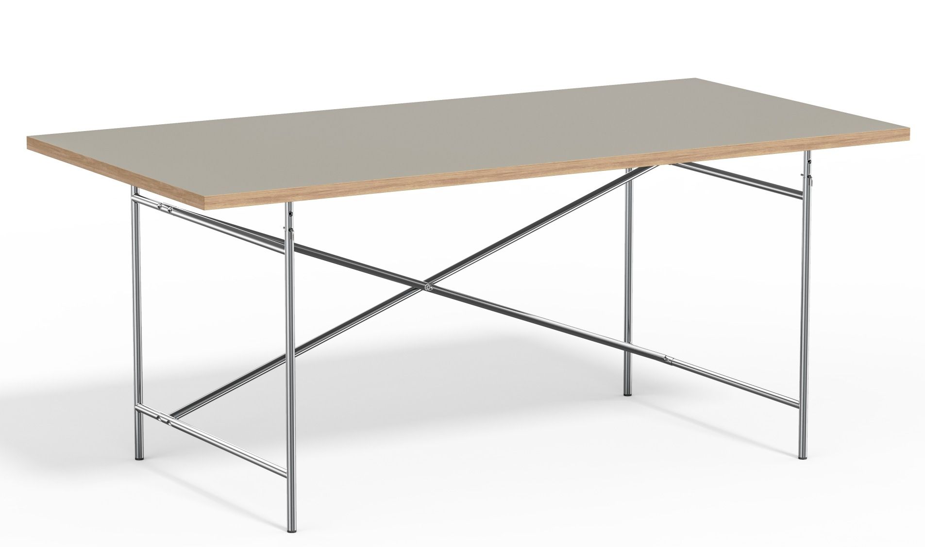 Eiermann Tisch mit grauer Tischplatte und verchromtem Stahlgestell, ein Designklassiker von Richard Lampert.