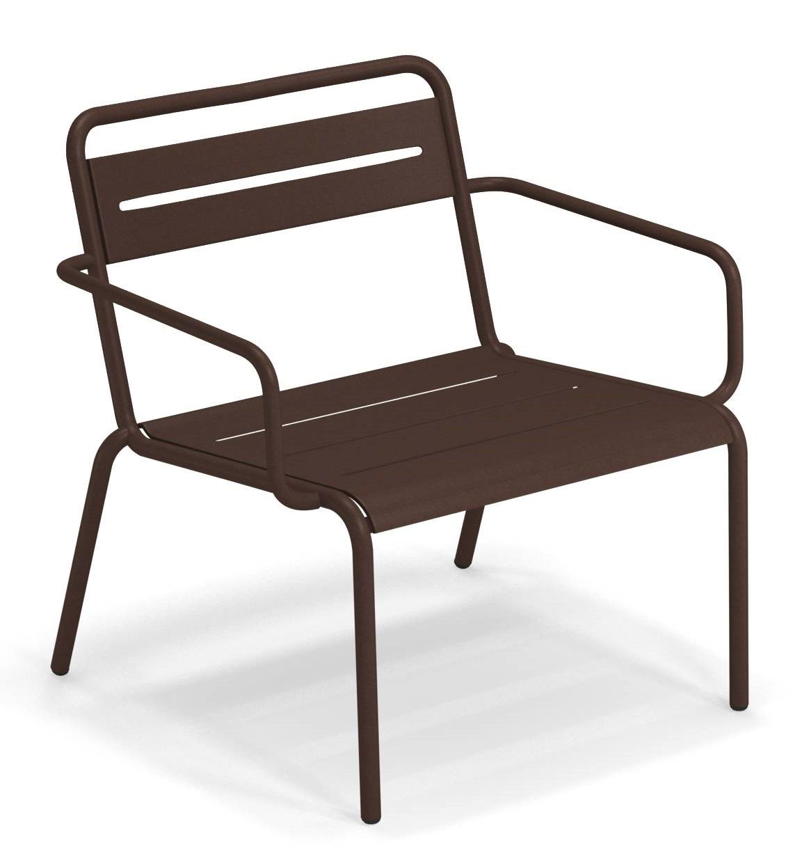 Brauner Star Lounge Chair Sessel von Emu für den Außenbereich, moderner Metall Gartenstuhl.