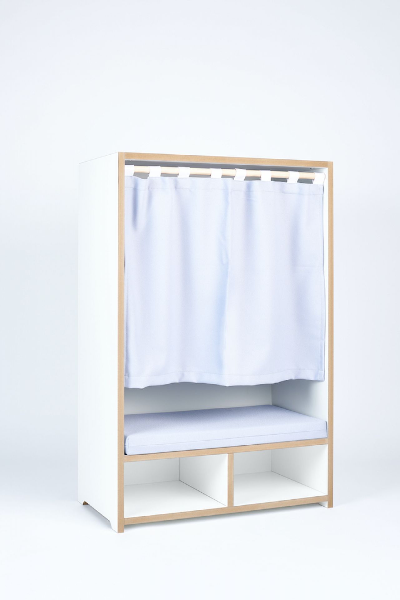 Tojo Kids Nische: Weiße Kindermöbel Lesebox mit Vorhang und Sitzkissen für Kinderzimmer.