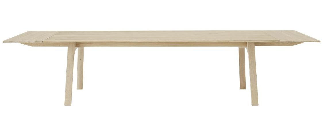 Earnest Esstisch ausziehbar von Muuto, heller Holztisch mit geraden Beinen, modernes Design für Esszimmer.