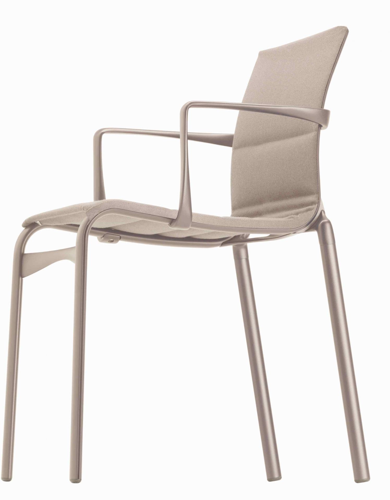 Highframe Stuhl mit Armlehnen, gepolstert in Beige, moderner Bürostuhl für Konferenzräume und Wartebereiche.