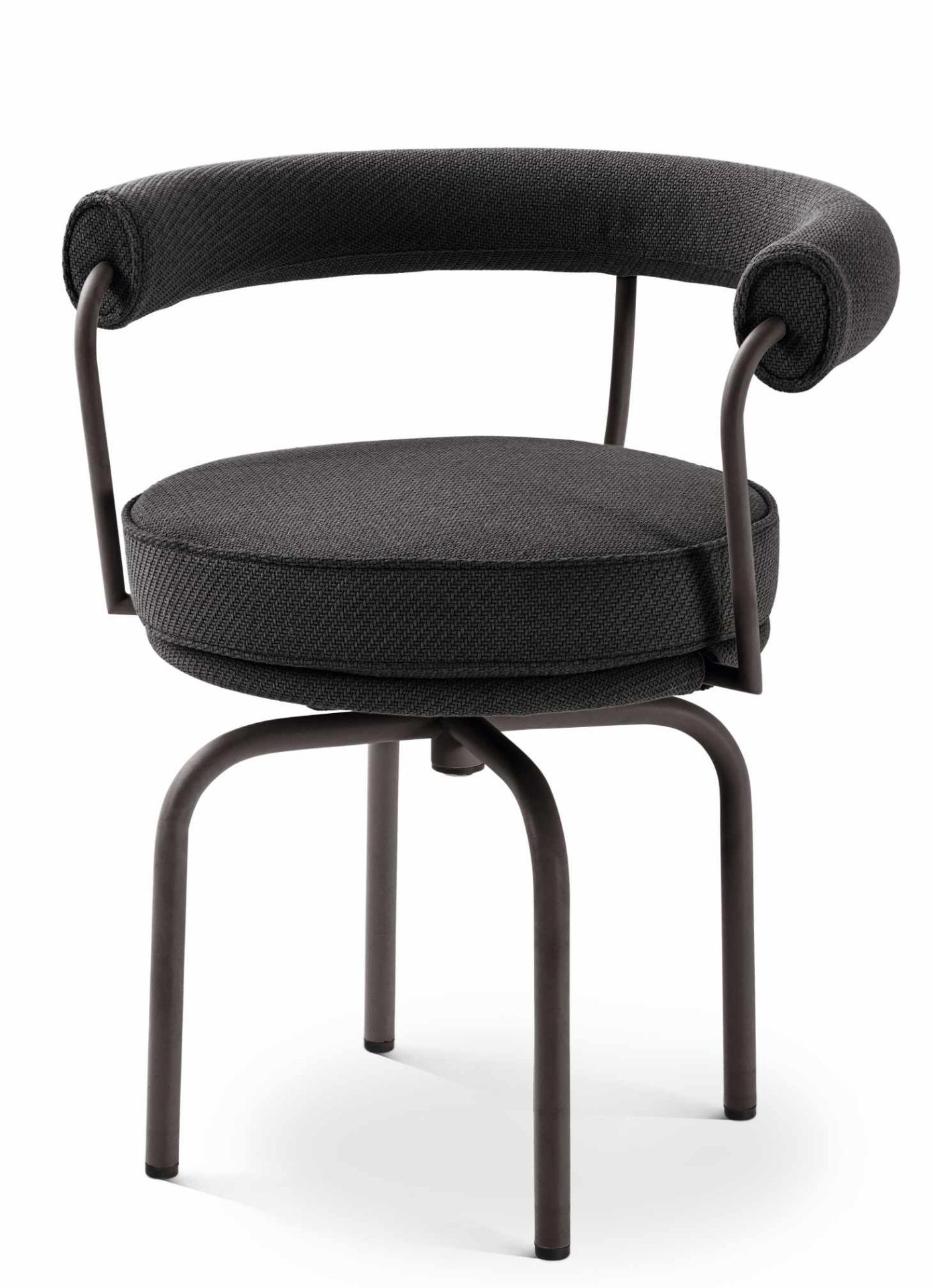 Cassina 7 Fauteuil Tournant Drehsessel für den Außenbereich, grauer Outdoor Sessel mit Drehfunktion und Armlehne.