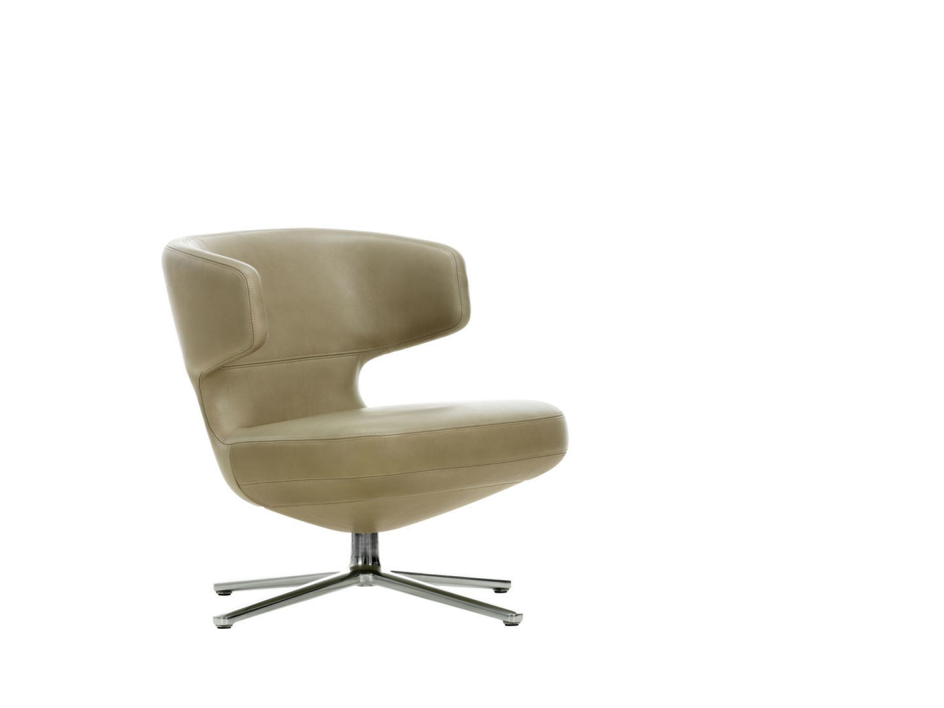 Beiger Petit Repos Sessel von Vitra mit Drehfuß aus poliertem Aluminium.
