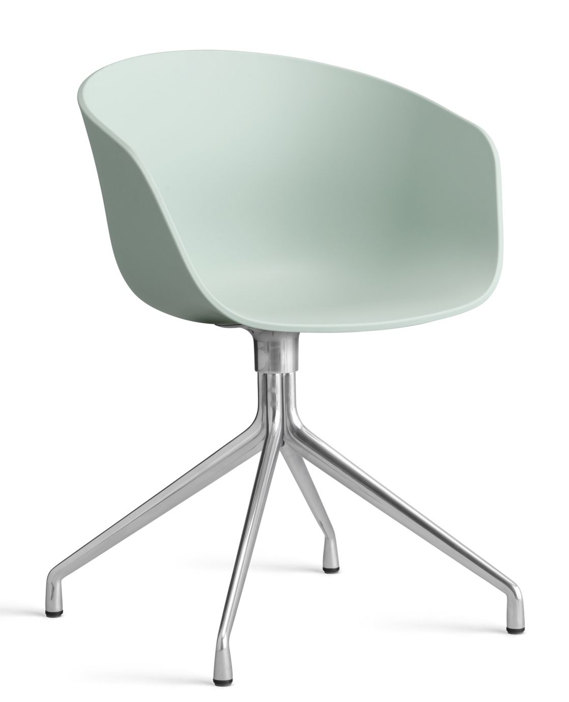 About A Chair AAC20 Stuhl von Hay in Mintgrün mit Drehgestell aus poliertem Aluminium.