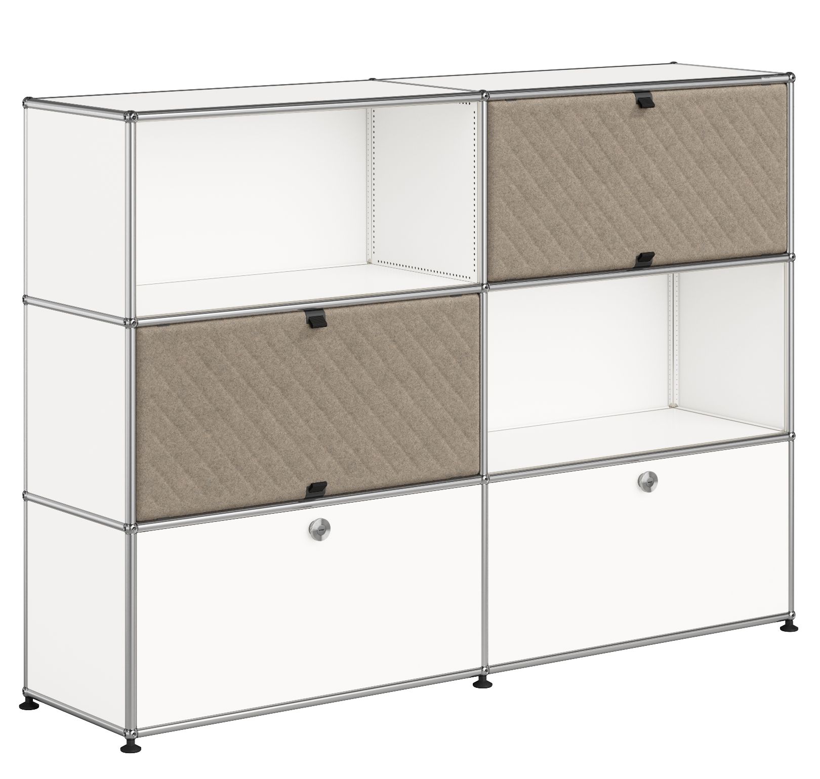 USM Haller dressoir M66 met Soft Panels puur wit-taupe