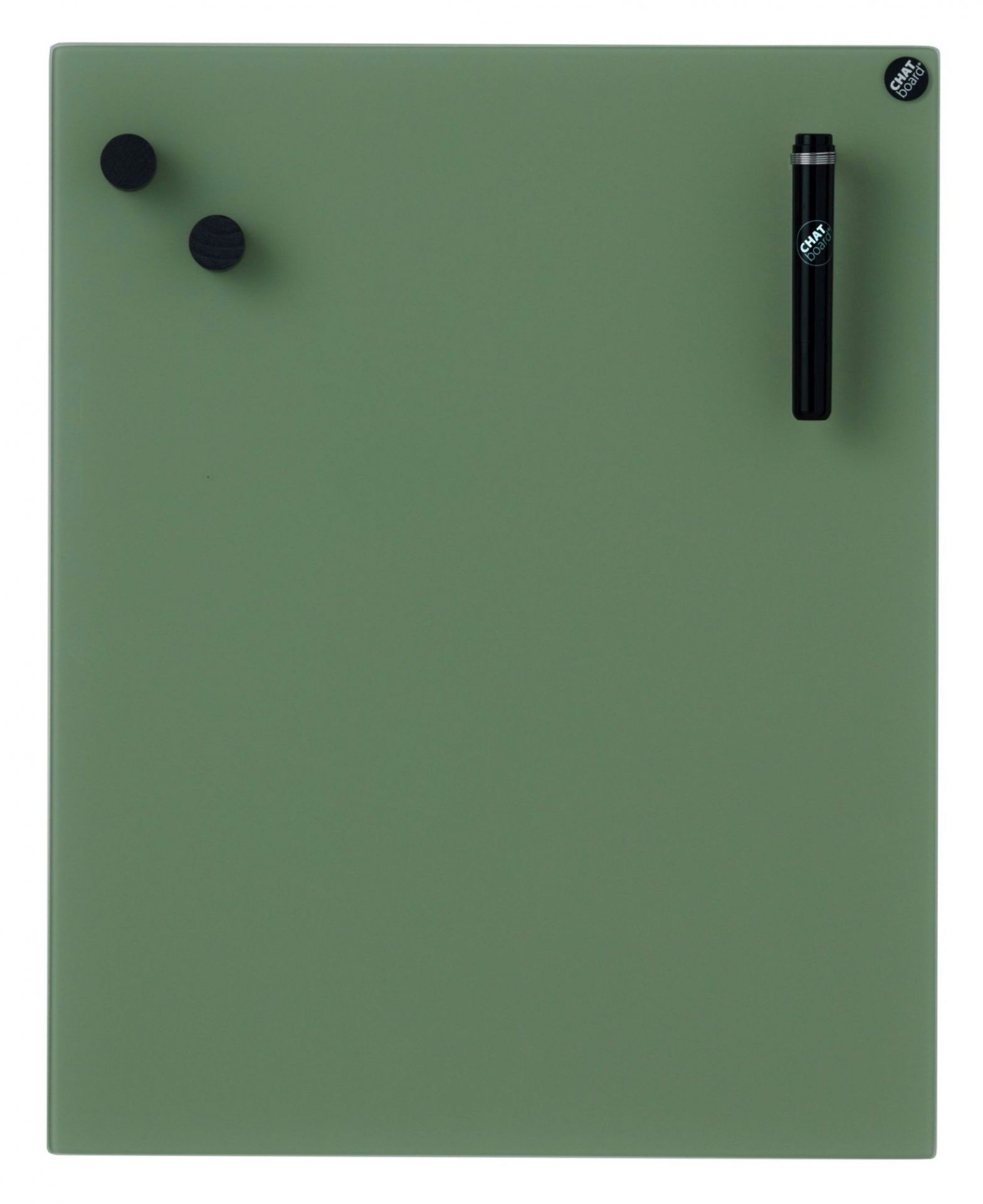 Grüne Chat Board Glastafel für die Wand, magnetisch, mit Stift und Magneten.